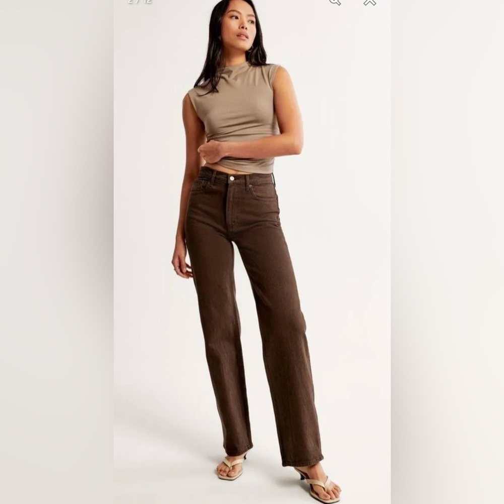 Abercrombie High Rise 90s Relaxed Jean 25S Short Brown